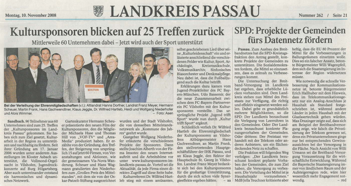 Kultursponsoren blicken auf 25 Treffen zurück